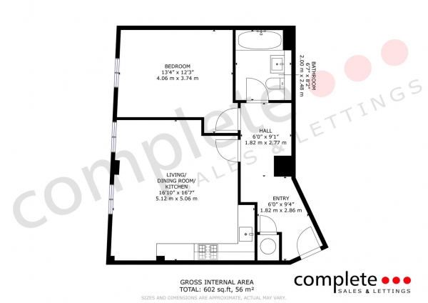 Floor Plan Image for 1 Bedroom Apartment for Sale in Windsor Street, Leamington Spa