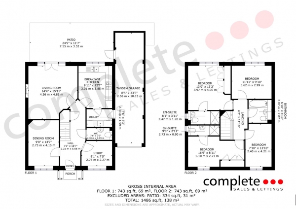 Floor Plan Image for 4 Bedroom Detached House for Sale in Anderson Drive, Whitnash, Leamington Spa