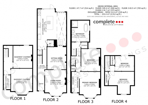 Floor Plan Image for 4 Bedroom Terraced House for Sale in Rugby Road, Leamington Spa