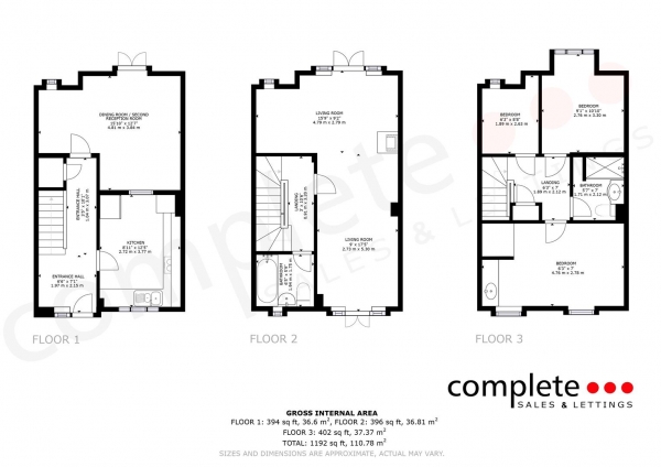 Floor Plan Image for 3 Bedroom Town House for Sale in Warwick Place, Leamington Spa