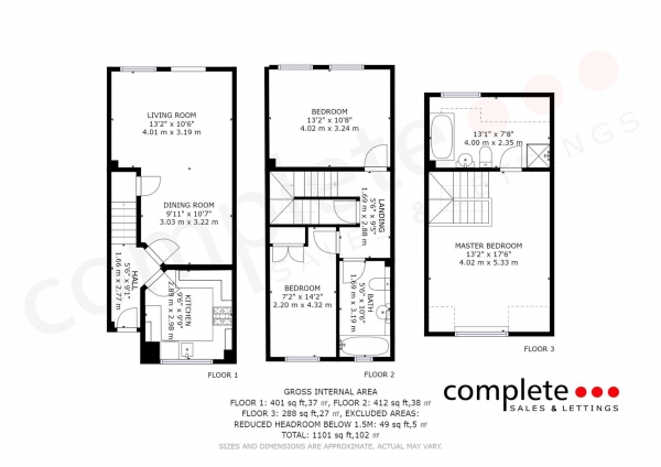 Floor Plan for 3 Bedroom Town House for Sale in Terry Avenue, Leamington Spa, CV32, 6BE - Offers Over &pound350,000