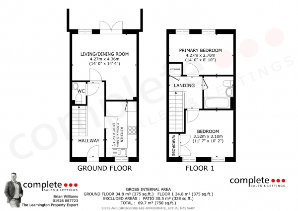 Floor Plan Image for 2 Bedroom Terraced House for Sale in Sydenham Drive, Leamington Spa