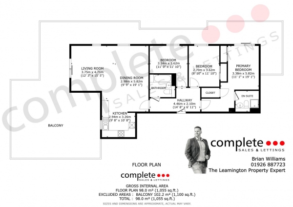 Floor Plan Image for 3 Bedroom Apartment for Sale in Andrews Close, Warwick