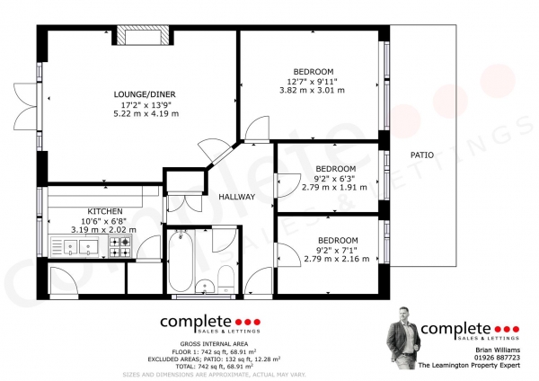 Floor Plan for 3 Bedroom Maisonette for Sale in Coniston Road, Leamington Spa, CV32, 6PG - Offers Over &pound220,000