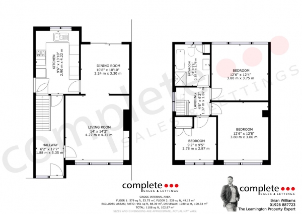 Floor Plan Image for 3 Bedroom Semi-Detached House for Sale in The Greenways, Leamington Spa