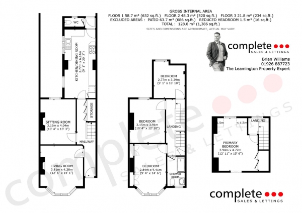 Floor Plan Image for 4 Bedroom Town House for Sale in Wathen Road, Leamington Spa