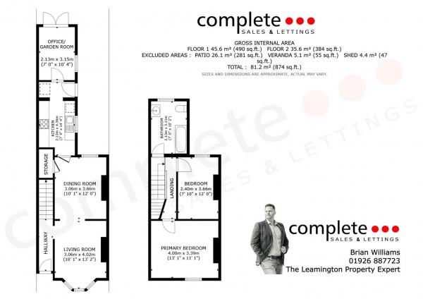 Floor Plan Image for 2 Bedroom Terraced House for Sale in St. Georges Road, Leamington Spa