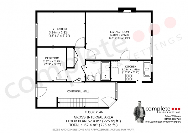 Floor Plan Image for 2 Bedroom Flat for Sale in Church Close, Whitnash, Leamington Spa