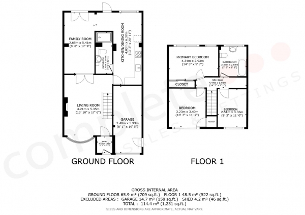 Floor Plan Image for 3 Bedroom Semi-Detached House for Sale in Chestnut Grove, Wolston, Coventry