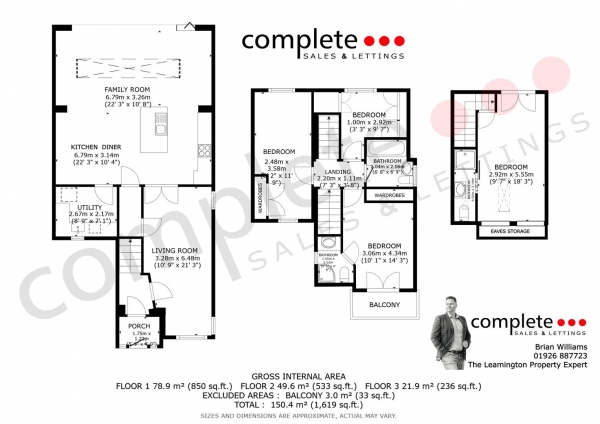 Floor Plan for 4 Bedroom Detached House for Sale in St. Fremund Way, Leamington Spa, CV31, 1AB - Offers Over &pound465,000