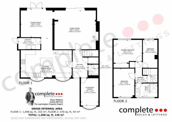 Floor Plan Image for 3 Bedroom End of Terrace House for Sale in School Lane, Radford Semele, Leamington Spa