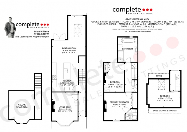 Floor Plan Image for 3 Bedroom Town House for Sale in Manor Road, Leamington Spa