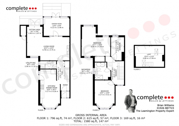 Floor Plan for 3 Bedroom Semi-Detached House for Sale in Leam Terrace, Leamington Spa, CV31, 1DF - Offers Over &pound685,000