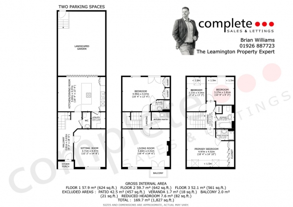 Floor Plan Image for 4 Bedroom Town House for Sale in Wilhelmina Close, Leamington Spa