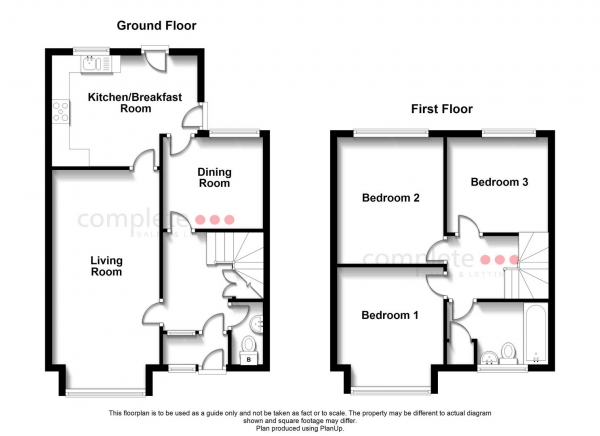 Floor Plan for 3 Bedroom Terraced House to Rent in Springwell Road, Leamington Spa, CV31, 1RT - £265 pw | £1150 pcm