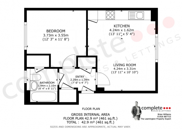 Floor Plan Image for 1 Bedroom Apartment for Sale in Ropeway, Bishops Itchington, Southam