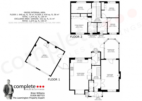 Floor Plan for 4 Bedroom Detached House for Sale in Mountbatten Avenue, Kenilworth, CV8, 2PY - Offers Over &pound765,000