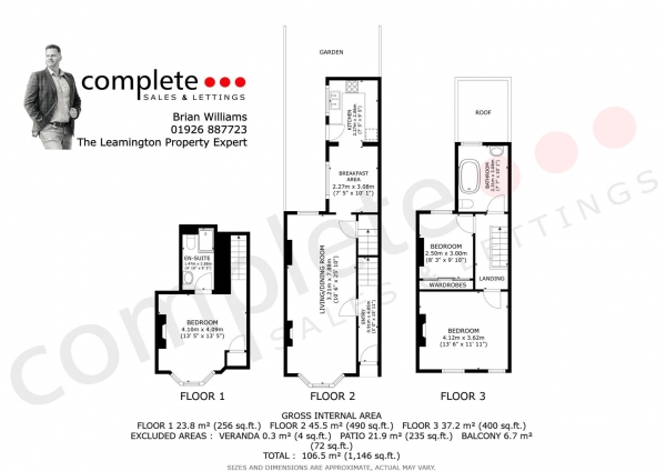 Floor Plan Image for 3 Bedroom Terraced House for Sale in Strathearn Road, Leamington Spa