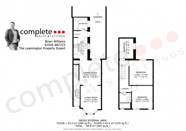 Floor Plan Image for 3 Bedroom Terraced House for Sale in St. Georges Road, Leamington Spa