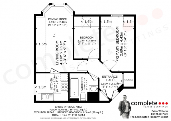 Floor Plan Image for 2 Bedroom Apartment for Sale in Guys Cliffe Avenue, Leamington Spa