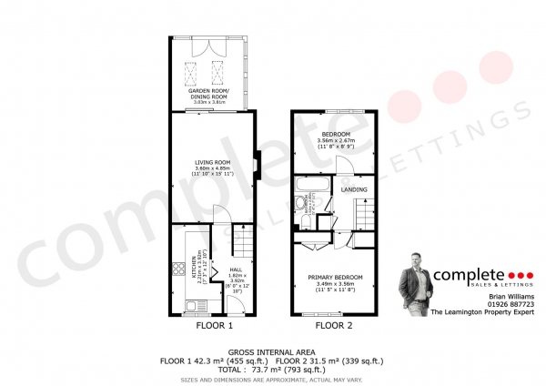 Floor Plan Image for 2 Bedroom Terraced House for Sale in Rowley Road, Whitnash, Leamington Spa