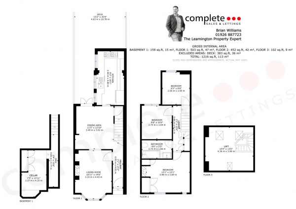 Floor Plan Image for 3 Bedroom Terraced House for Sale in Lime Avenue, Leamington Spa