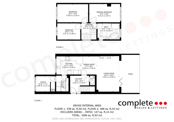 Floor Plan for 3 Bedroom Semi-Detached House for Sale in Packmore Street, Warwick, CV34, 5BX - Offers Over &pound350,000