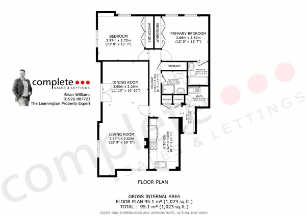 Floor Plan Image for 2 Bedroom Apartment for Sale in Russell Terrace, Leamington Spa