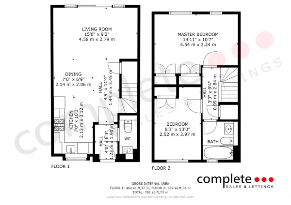 Floor Plan Image for 2 Bedroom End of Terrace House for Sale in Hebe Way, Whitnash, Leamington Spa