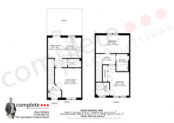 Floor Plan Image for 2 Bedroom End of Terrace House for Sale in De Leeth Road, Bishops Tachbrook, Leamington Spa