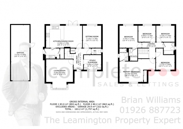 Floor Plan for 5 Bedroom Detached House for Sale in Poplar Way, Whitnash, Leamington Spa, CV31, 2SQ - Offers Over &pound710,000