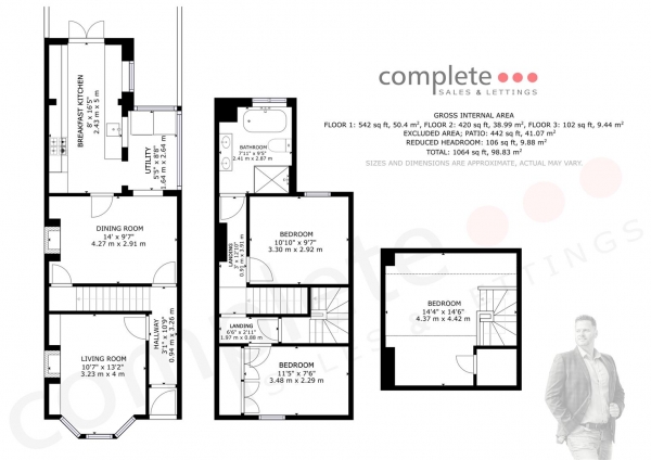 Floor Plan Image for 3 Bedroom Terraced House for Sale in Rugby Road, Cubbington, Leamington Spa