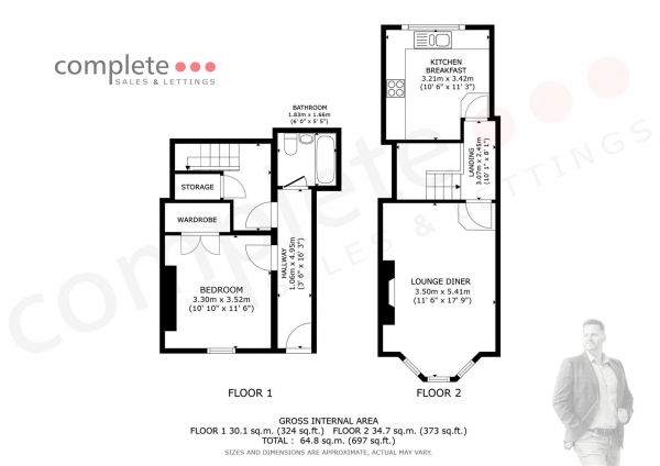 Floor Plan Image for 1 Bedroom Flat for Sale in 34 Portland Street, Leamington Spa