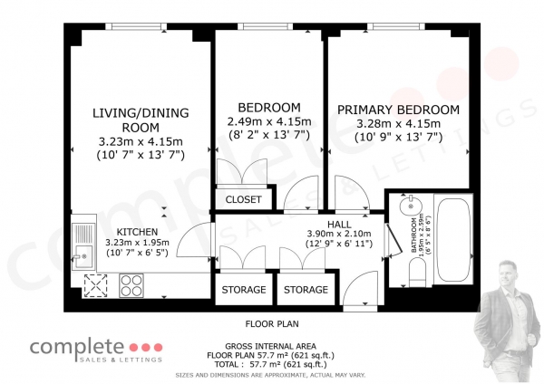 Floor Plan Image for 2 Bedroom Apartment for Sale in Tavistock Street, Leamington Spa