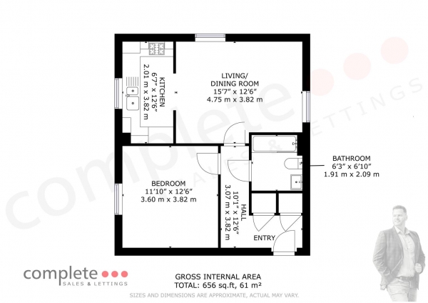 Floor Plan Image for 1 Bedroom Apartment for Sale in Oakley Court, Oakley Drive, Warwick