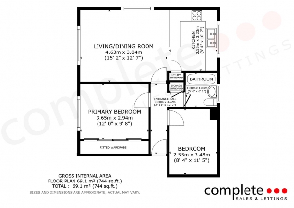 Floor Plan Image for 2 Bedroom Apartment for Sale in Pine Court, Leamington Spa