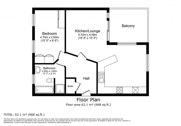 Floor Plan Image for 1 Bedroom Apartment for Sale in Andrews Close, Warwick