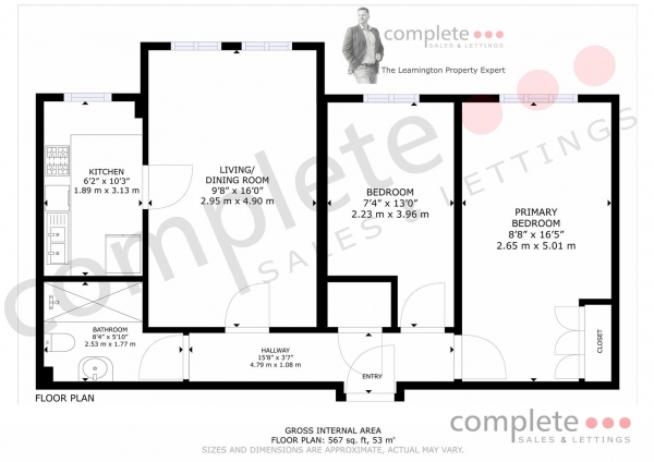 Floor Plan Image for 2 Bedroom Apartment for Sale in Charlotte Street, Leamington Spa