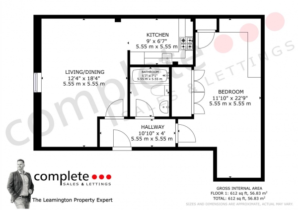 Floor Plan Image for 1 Bedroom Apartment for Sale in Rugby Road, Leamington Spa