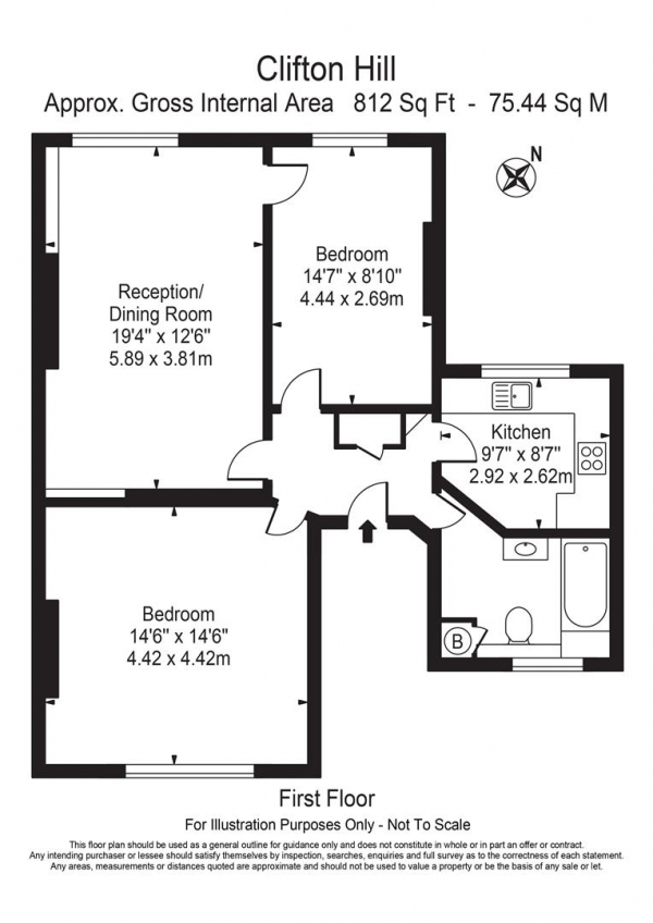 Floor Plan Image for 2 Bedroom Apartment for Sale in Clifton Hill, St John's Wood NW8