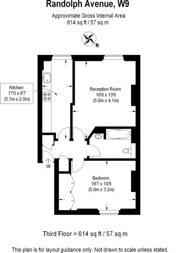 Floor Plan for 1 Bedroom Apartment to Rent in Randolph Avenue, Little Venice, W9, W9, 1BG - £425  pw | £1842 pcm