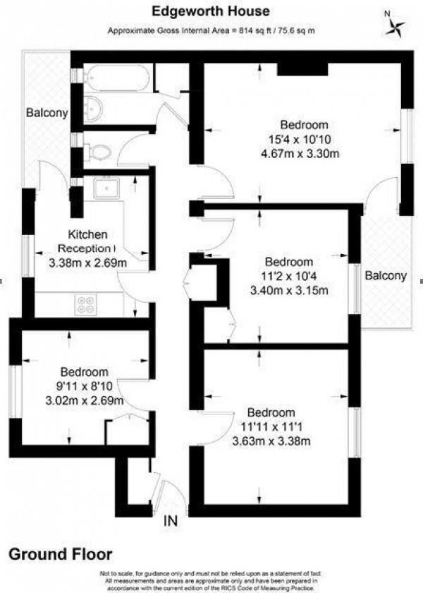 Floor Plan Image for 3 Bedroom Apartment to Rent in Boundary Road, St Johns Wood, NW8