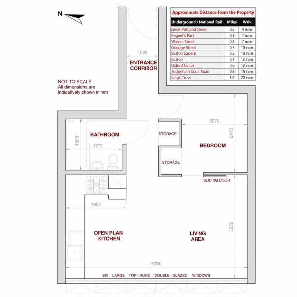 Floor Plan Image for Apartment to Rent in Clipstone Street, Fitzrovia, W1W