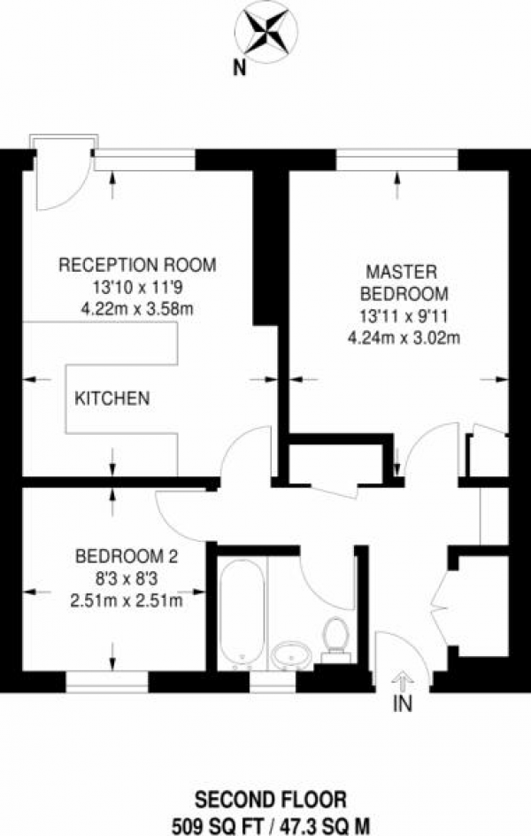 Floor Plan Image for 2 Bedroom Apartment to Rent in Boundary Road, St Johns Wood, NW8