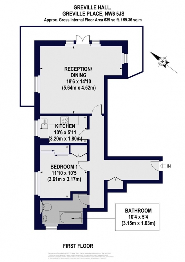 Floor Plan Image for 1 Bedroom Apartment for Sale in Greville Hall, Greville Place, NW6