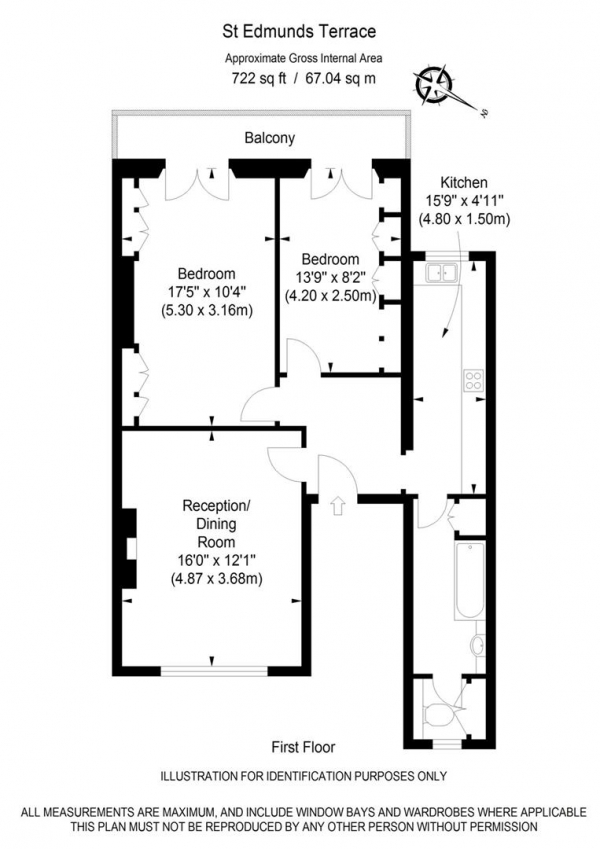 Floor Plan Image for 2 Bedroom Apartment to Rent in St. Edmunds Terrace, St Johns Wood, NW8