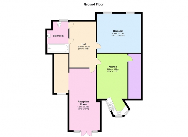 Floor Plan for 1 Bedroom Apartment to Rent in Greville Place, St John's Wood, London, NW6, 5JH - £381 pw | £1650 pcm