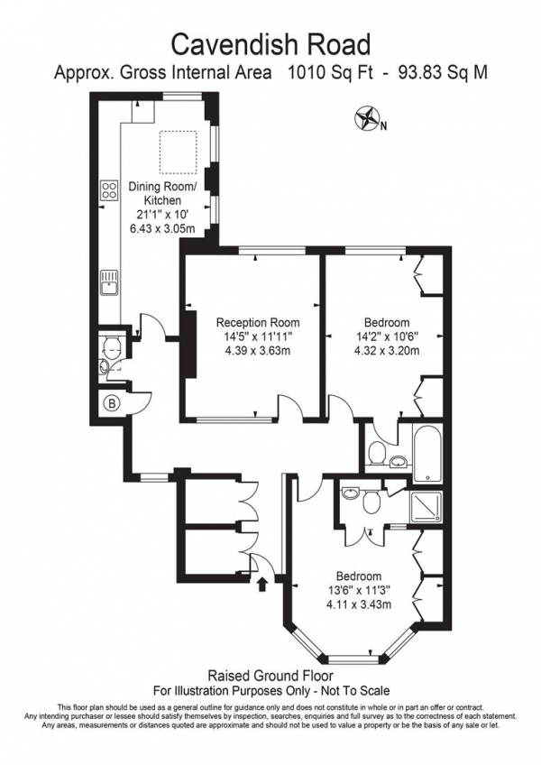 Floor Plan Image for 2 Bedroom Apartment for Sale in Cavendish Road, Brondesbury, London