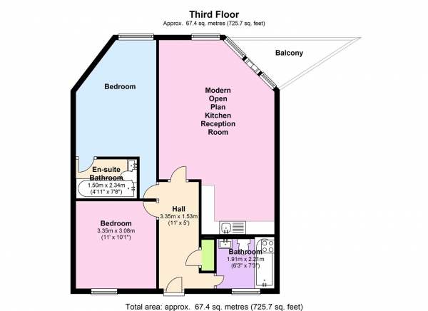 Floor Plan Image for 2 Bedroom Apartment to Rent in STUNNING HIGH SPEC 2 BED PROPERTY IN MILL HILL