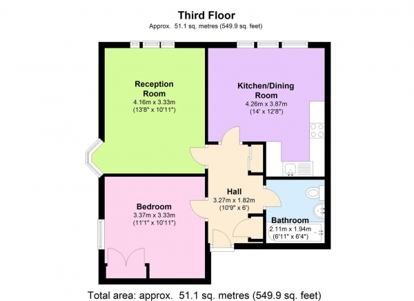 Floor Plan for 1 Bedroom Apartment to Rent in Greville Place, London, NW6, NW6, 5JD - £346 pw | £1500 pcm